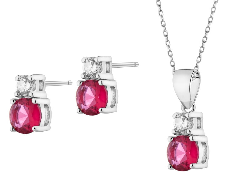 Rhodium Plated Silver Set with Cubic Zirconia