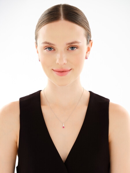 Rhodium Plated Silver Set with Cubic Zirconia