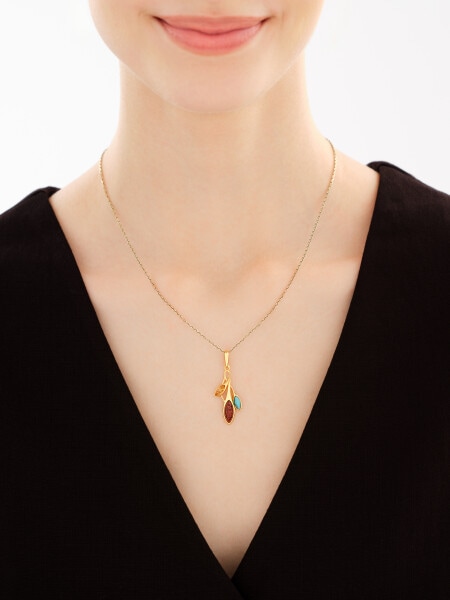 Gold-Plated Silver Pendant with Amber