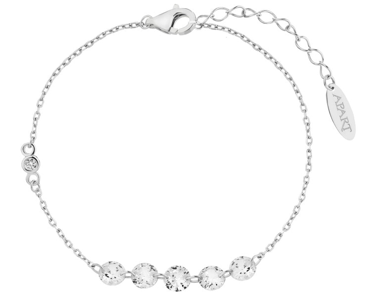 Rhodium Plated Silver Bracelet with Cubic Zirconia