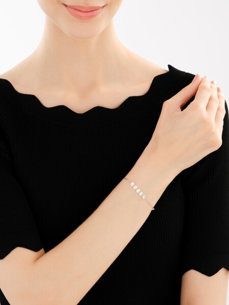 Rhodium Plated Silver Bracelet with Cubic Zirconia