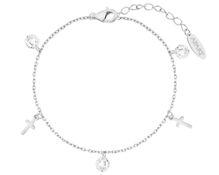 Bransoletka srebrna z cyrkoniami -  krzyże