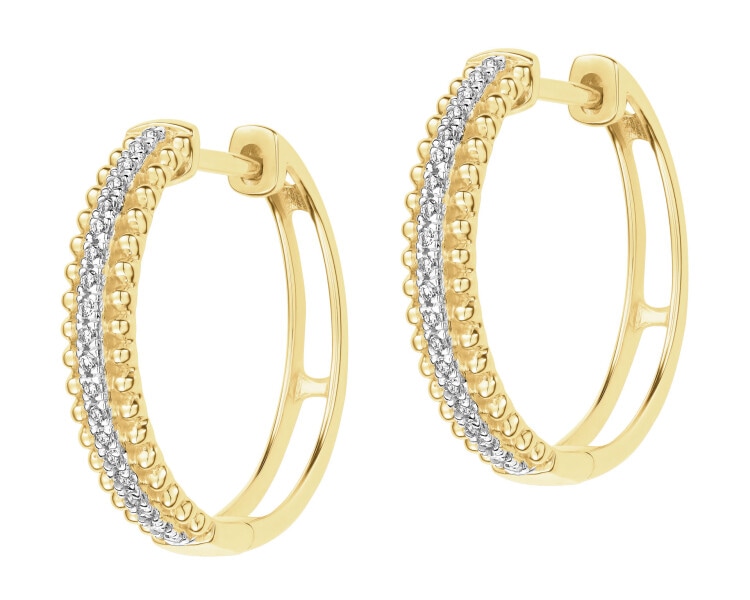 Zlaté náušnice s diamanty - kroužky - 0,10 ct - ryzost 585