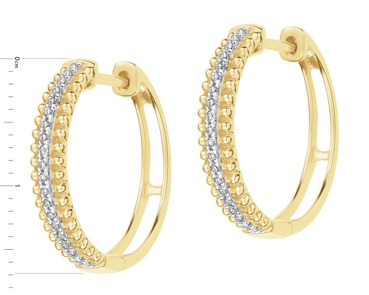 Zlaté náušnice s diamanty - kroužky - 0,10 ct - ryzost 585
