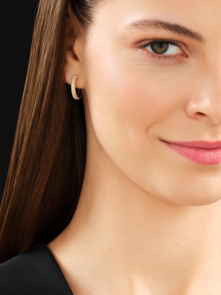 Zlaté náušnice s diamanty - kroužky - 0,10 ct - ryzost 585