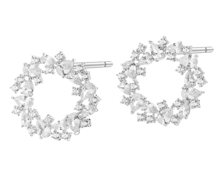 Rhodium Plated Silver Earrings with Cubic Zirconia