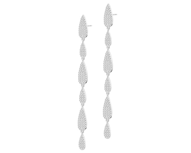 Rhodium Plated Silver Dangling Earring with Cubic Zirconia