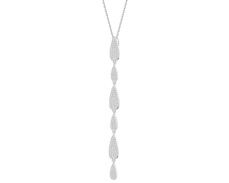 Rhodium Plated Silver Pendant with Cubic Zirconia