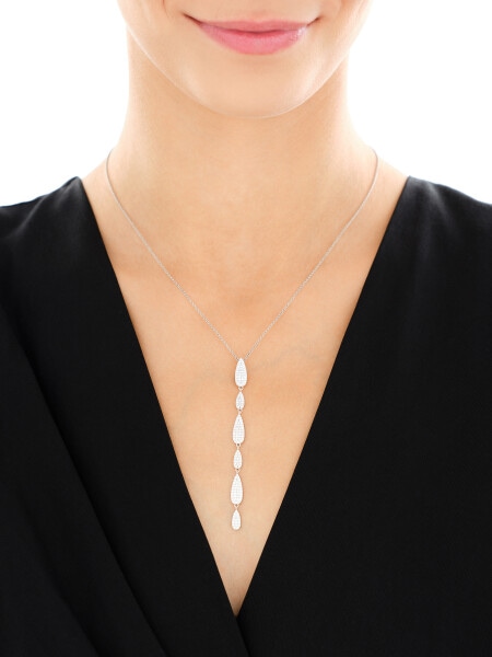 Rhodium Plated Silver Pendant with Cubic Zirconia