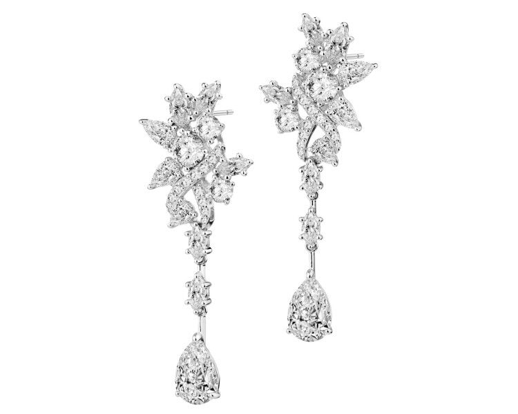 Rhodium Plated Silver Dangling Earring with Cubic Zirconia