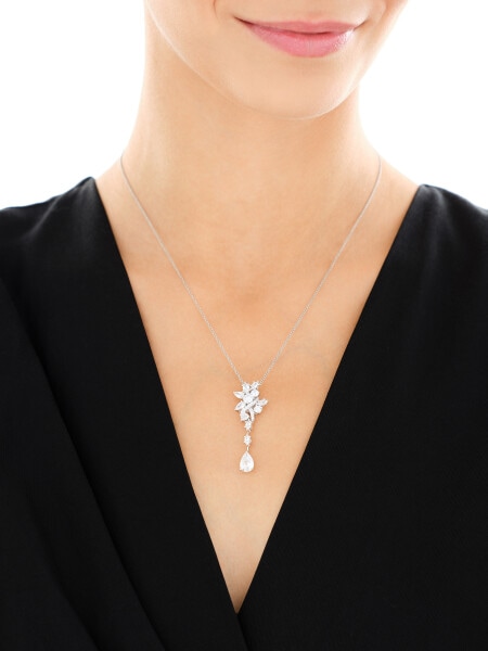 Rhodium Plated Silver Pendant with Cubic Zirconia