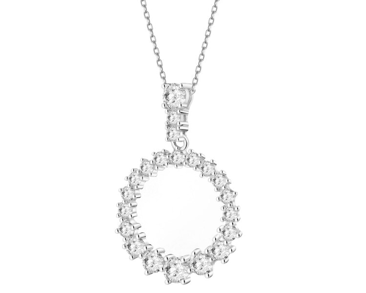 Rhodium Plated Silver Pendant with Cubic Zirconia