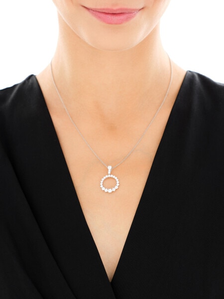 Rhodium Plated Silver Pendant with Cubic Zirconia