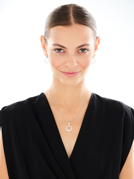 Rhodium Plated Silver Pendant with Cubic Zirconia