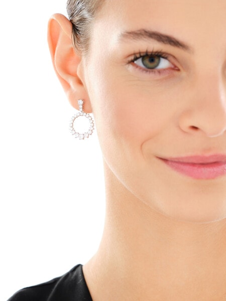 Rhodium Plated Silver Dangling Earring with Cubic Zirconia