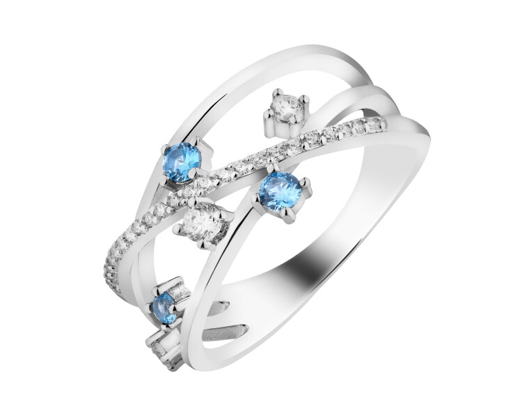 Rhodium Plated Silver Ring with Cubic Zirconia