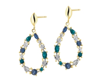 9 K Rhodium-Plated Yellow Gold Dangling Earring