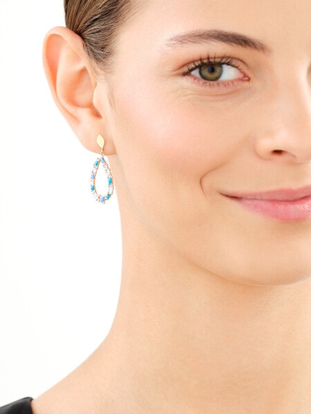 9 K Rhodium-Plated Yellow Gold Dangling Earring