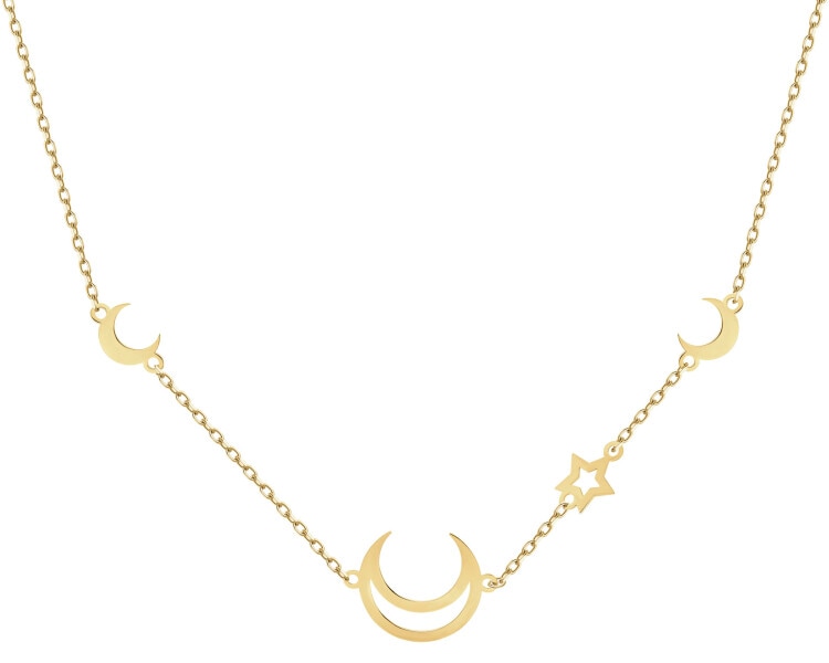 Pozlacený stříbrný náhrdelník - měsíce, hvězdy