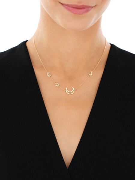 Pozlacený stříbrný náhrdelník - měsíce, hvězdy