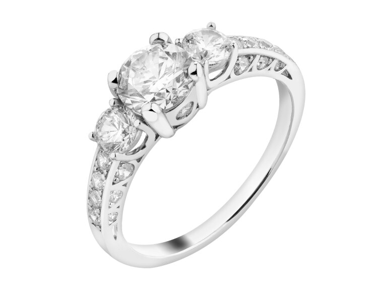 Rhodium Plated Silver Ring with Cubic Zirconia