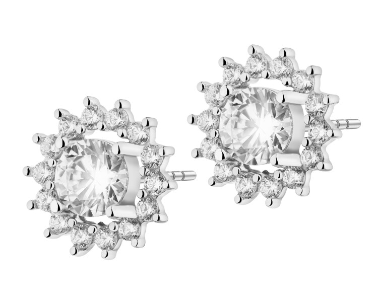 Rhodium Plated Silver Earrings with Cubic Zirconia