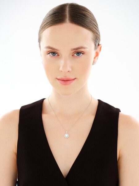 Rhodium Plated Silver Earrings with Cubic Zirconia