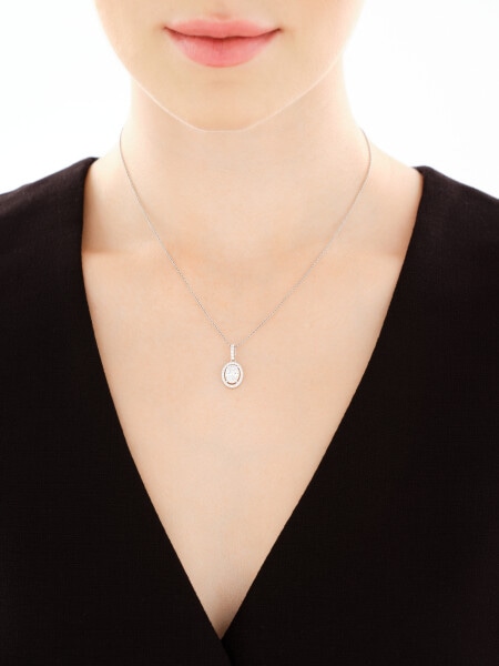 Rhodium Plated Silver Pendant with Cubic Zirconia