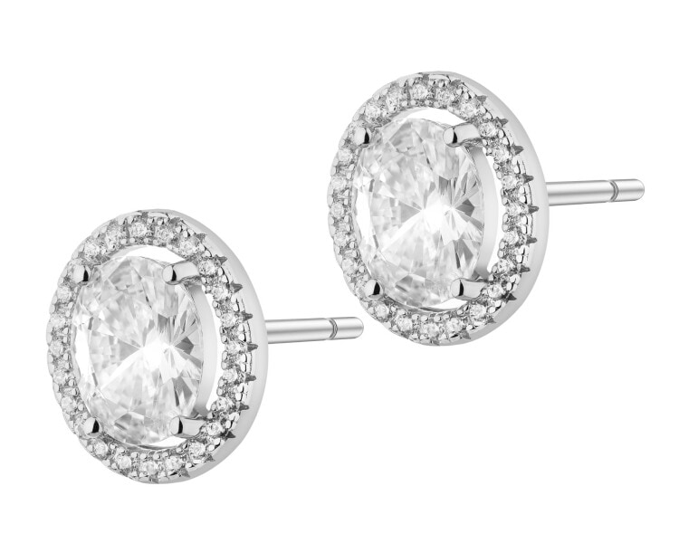 Rhodium Plated Silver Earrings with Cubic Zirconia