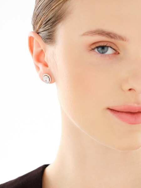 Rhodium Plated Silver Earrings with Cubic Zirconia