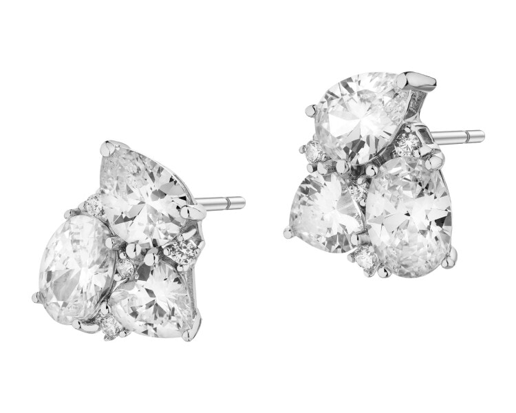 Rhodium Plated Silver Earrings with Cubic Zirconia