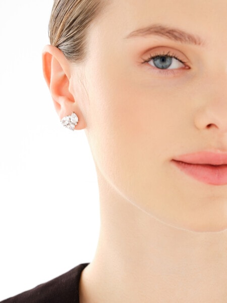 Rhodium Plated Silver Earrings with Cubic Zirconia