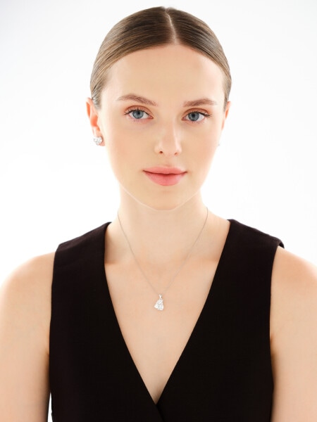 Rhodium Plated Silver Earrings with Cubic Zirconia