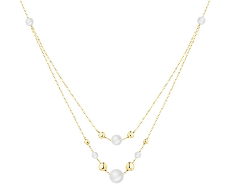 Złoty naszyjnik z perłami - kulki