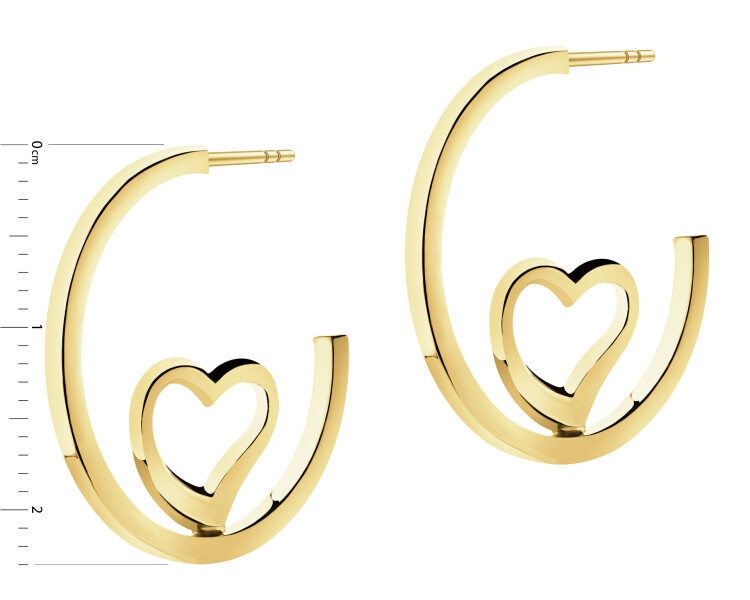 Złote kolczyki - koła, serca