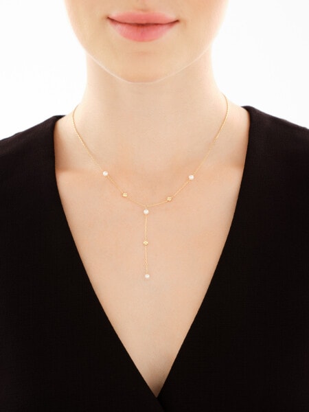 Złoty naszyjnik z perłami - koniczyny