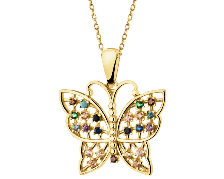 8 K Yellow Gold Pendant with Cubic Zirconia