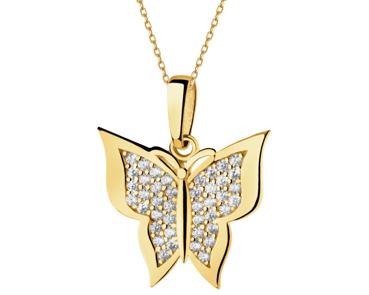 8 K Yellow Gold Pendant with Cubic Zirconia