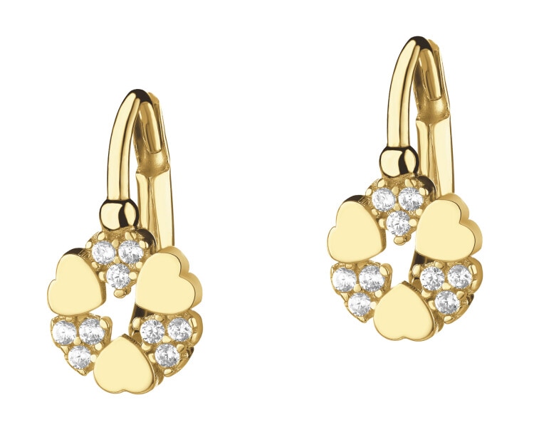 9 K Yellow Gold Earrings with Cubic Zirconia
