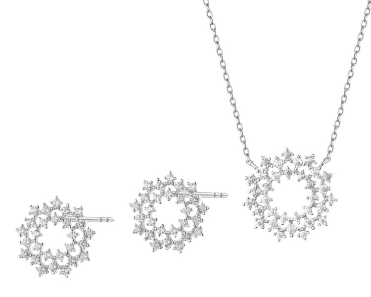 Rhodium Plated Silver Set with Cubic Zirconia