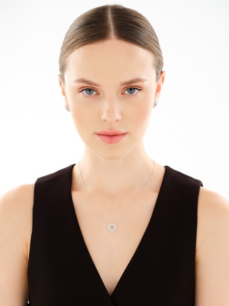 Rhodium Plated Silver Set with Cubic Zirconia