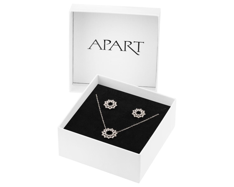 Rhodium Plated Silver Set with Cubic Zirconia