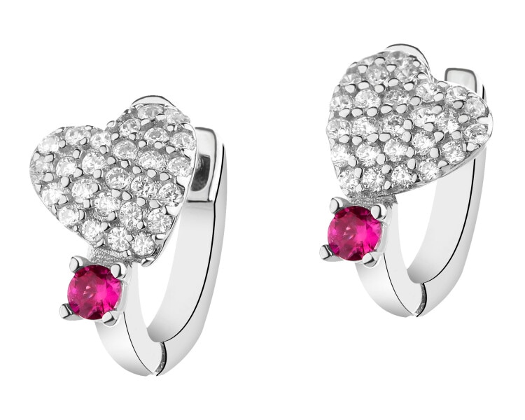 Stříbrné náušnice se zirkony - srdce