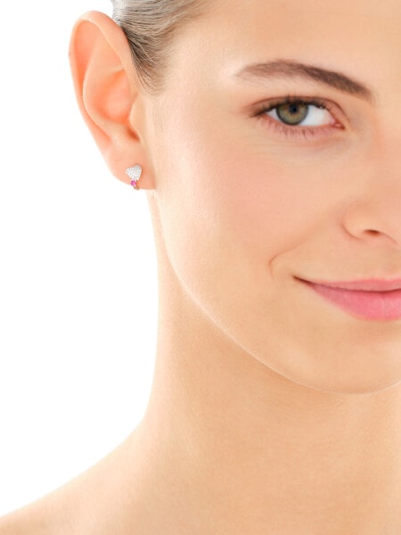 Stříbrné náušnice se zirkony - srdce