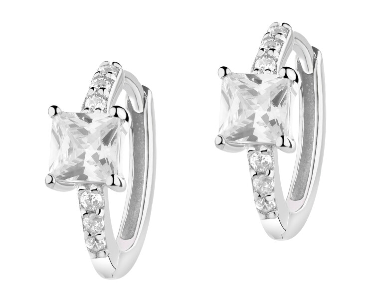 Rhodium Plated Silver Earrings with Cubic Zirconia