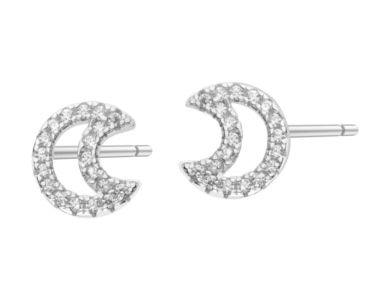 Kolczyki srebrne z cyrkoniami - Księżyce