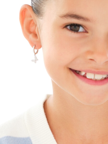 Rhodium Plated Silver Dangling Earring with Cubic Zirconia