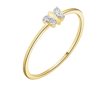 Pierścionek z żółtego złota z brylantami - motyl - 0,04 ct - próba 375