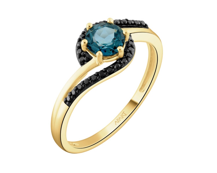 585 Yellow Gold Ruthenium-Plated Ring - fineness 585