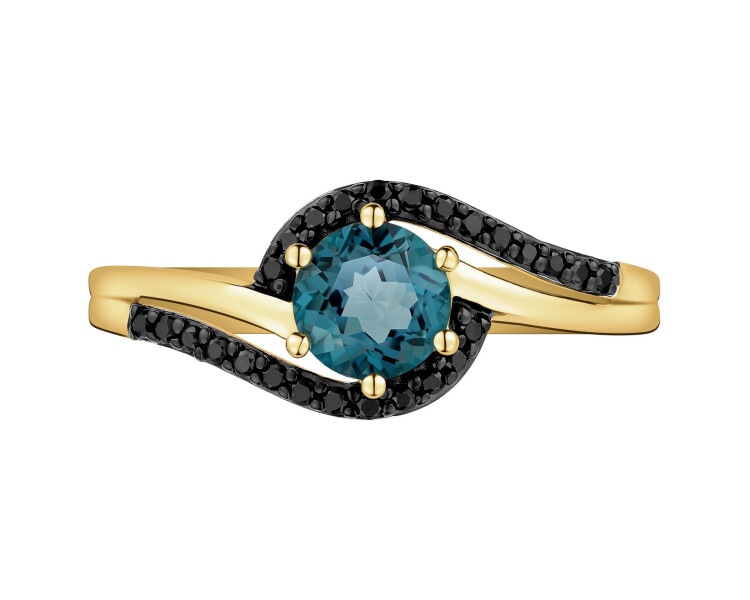 585 Yellow Gold Ruthenium-Plated Ring - fineness 585